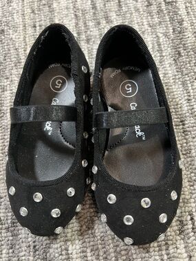 Cat & Jack - Girls' Black Embellished Mary Jane Shoes - Size 5